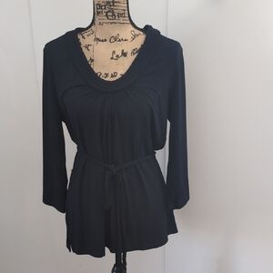 Elegant Black Women's Top with Belt